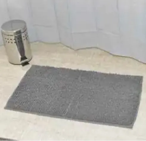 Alfombra Baño Microfibra Liso – Gris Oscuro