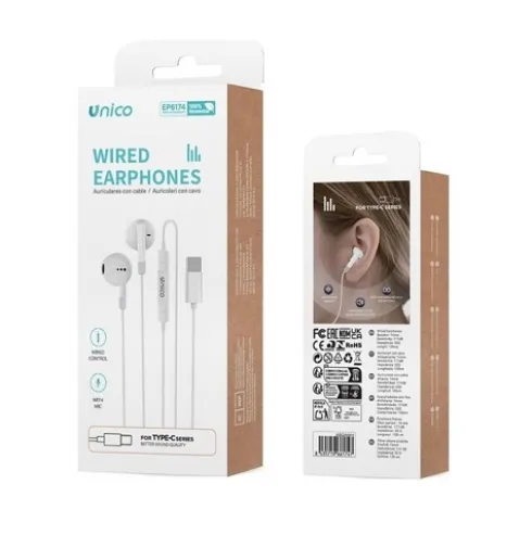 Auriculares Semi-Intrauditivos Tipo C Blanco