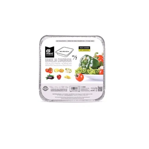 Bandeja Aluminio Con Tapa Cuadrada 24,5×24,5×5,7cm