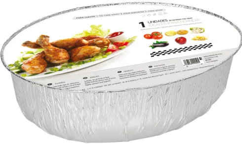 Bandeja Aluminio Con Tapa Ovalada 27,3×22,6×7,6cm