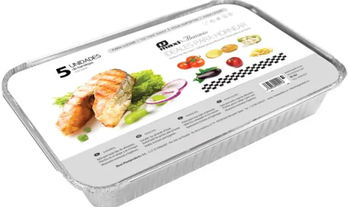 Bandeja Aluminio Con Tapa Rectangular 31x21x5cm