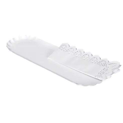 Bandeja Cartón Con Blonda Brazo Blanca 10x36cm 2uds