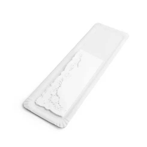 Bandeja Cartón Con Blonda Brazo Blanca 10x36cm 2uds