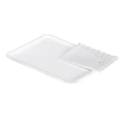 Bandeja Cartón Con Blonda Rectangular Blanca 31x38cm