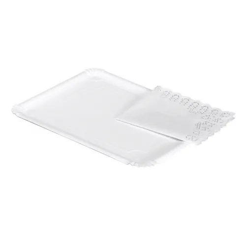 Bandeja Cartón Con Blonda Rectangular Blanca 31x38cm