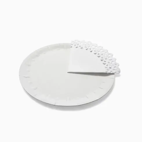 Bandeja Cartón Con Blonda Redonda Blanca Ø16cm 4ds