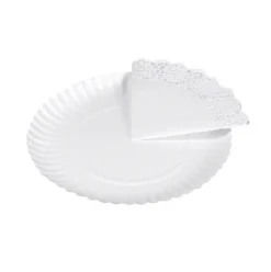Bandeja Cartón Con Blonda Redonda Blanca Ø23cm 2uds