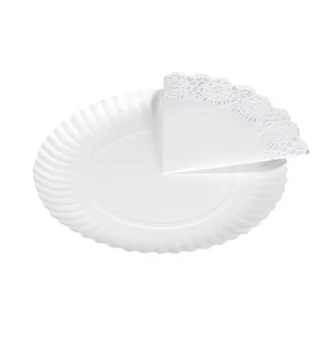 Bandeja Cartón Con Blonda Redonda Blanca Ø23cm 2uds