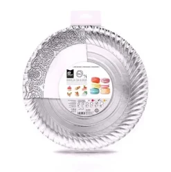 Bandeja Cartón Con Blonda Redonda Plata Ø35cm