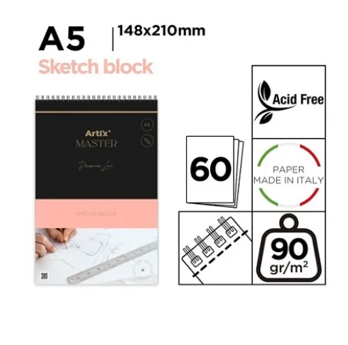 Block Bocetos Arte Esbozo A5 60H 90G