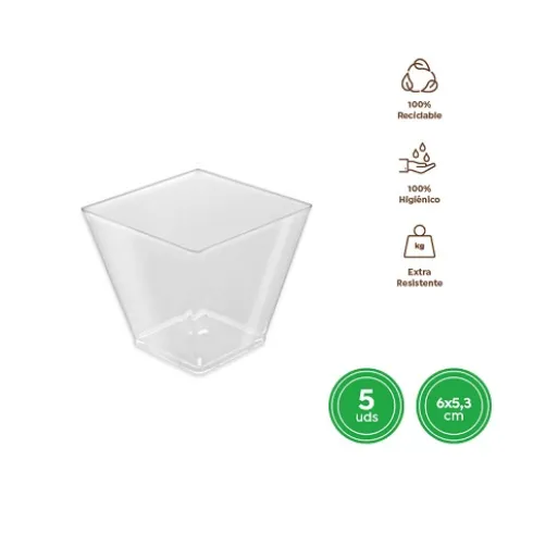 Bol Cuadrado Reutilizable Transparente 6,5X5,3CM