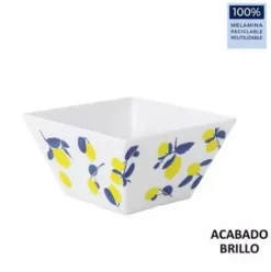 Bol Cuadrado 18x18x8cm Lemon Melamina Brillo La Med