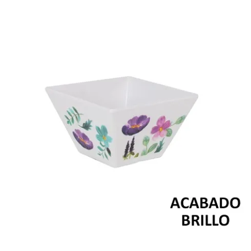 Bol Cuadrado 10x10x6cm Sakura Melamina Brillo La Med