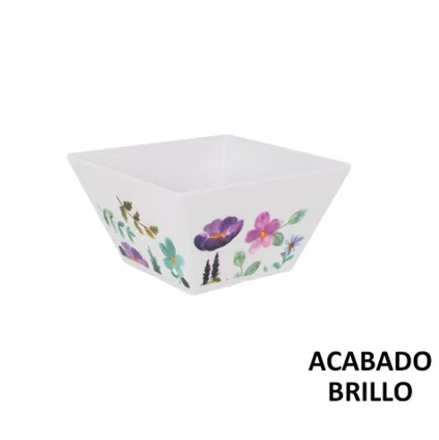 Bol Cuadrado 13x13x7cm Sakura Melamina Brillo La Med
