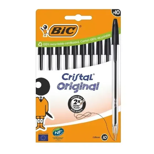 Bolígrafo BIC Cristal Med. Negro 10U