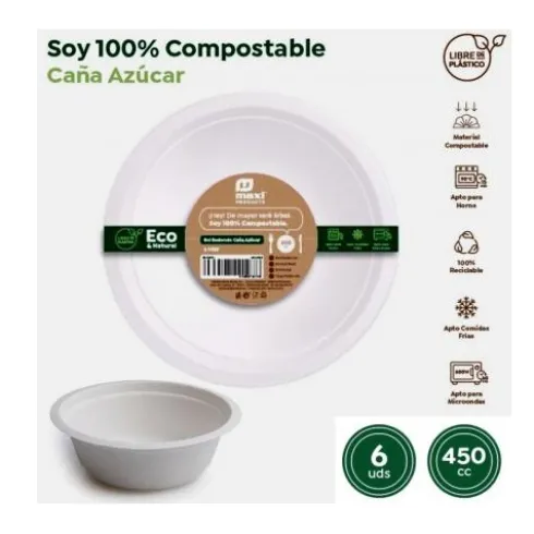 Bol Redondo Compostable Caña de Azucar 450cc