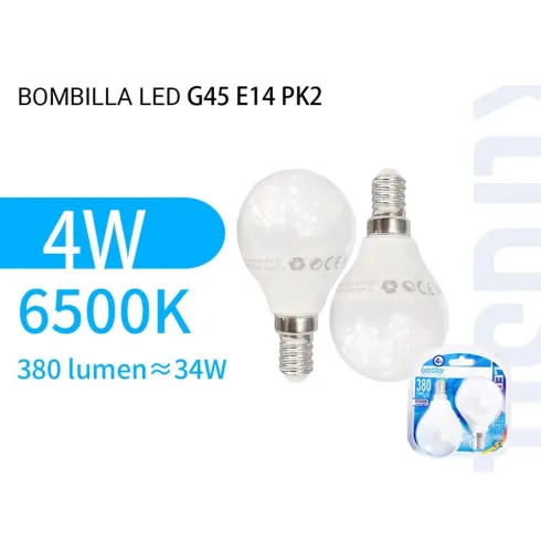 Bombilla Led G45 Bola Luz Fría 2PCS