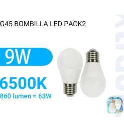 Bombilla Led G45 Bola Luz Fría 2PCS