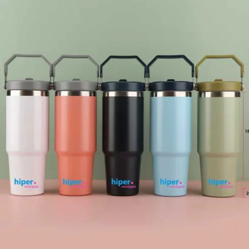 Botella Térmica de Acero Inoxidable con Asa – Mantiene Frío y Calor