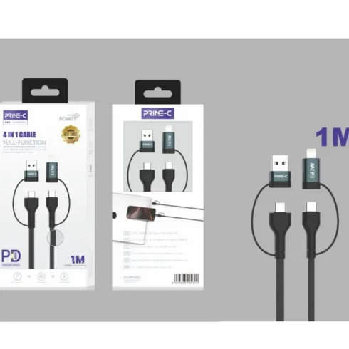 Cable 4 en 1 USB-C/Lightning a USB-C/USB-A PD 35W/60W 1M