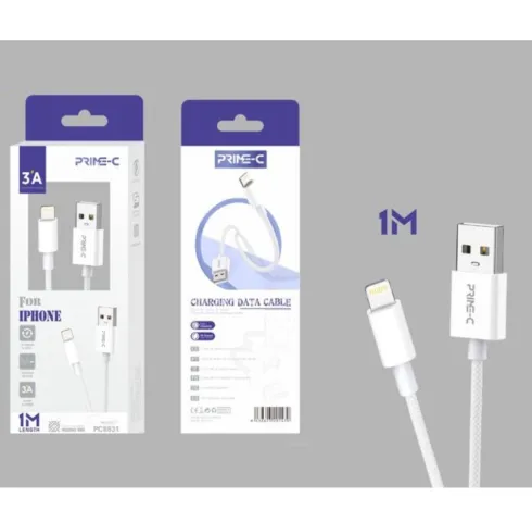 Cable USB-A a Lightning 1M 3A Blanco