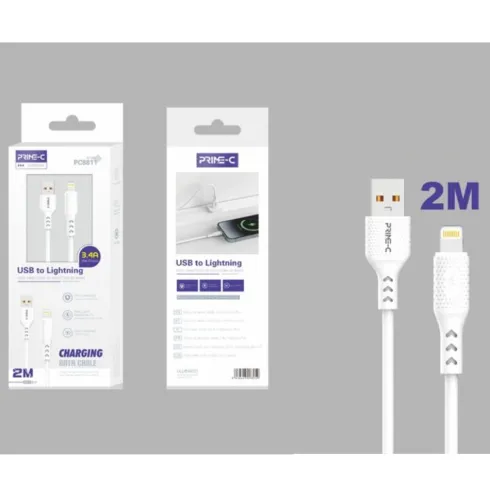 Cable USB-A a Lightning PVC 2M 3.4A Blanco
