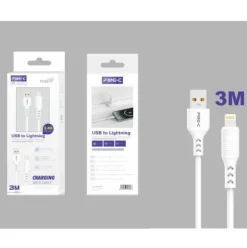 Cable USB-A a Lightning PVC 3M 3.4A Blanco
