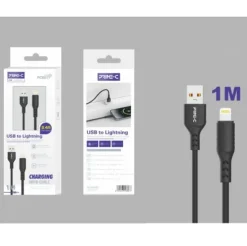 Cable USB-A a Lightning PVC 1M 3.4A Negro