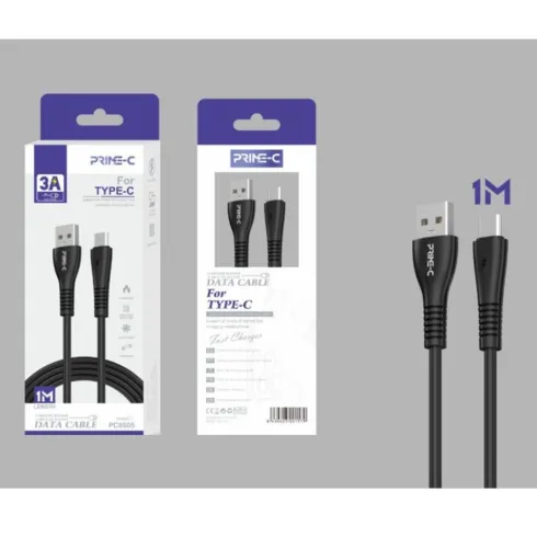 Cable USB-A a USB-C 1M 3A Negro