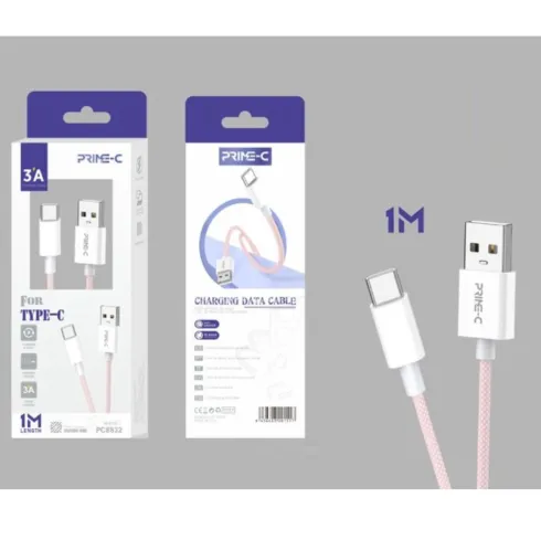 Cable USB-A a USB-C 1M 3A Rosa