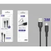 Cable USB-A a USB-C PVC 3M 3.4A Negro