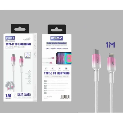 Cable USB-C a Lightning Gradient 1M 30W Rosa