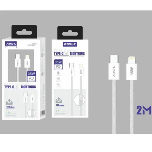 Cable USB-C a Lightning Trenzado 2M 35W Blanco