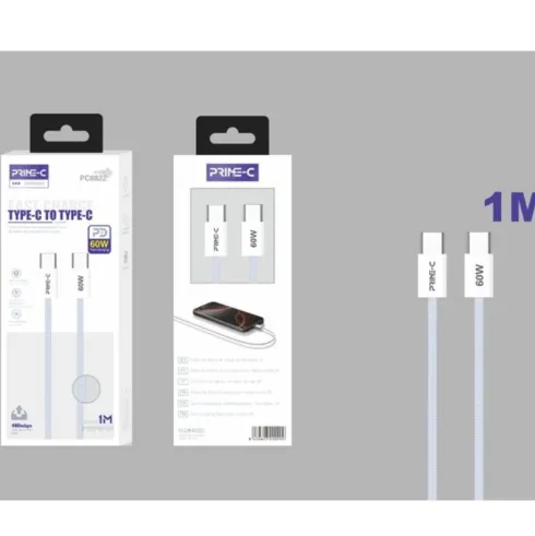 Cable USB-C a USB-C Braided 1M 60W Azul