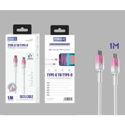Cable USB-C a USB-C Gradient 1M 67W Rosa