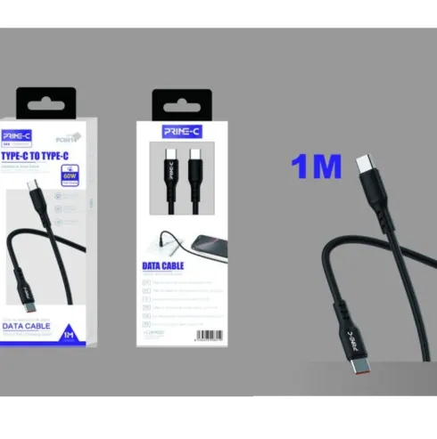 Cable USB-C a USB-C PVC 1M 60W Negro