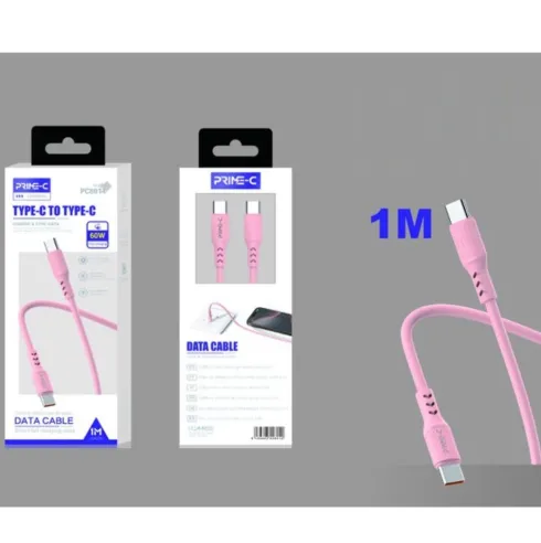 Cable USB-C a USB-C PVC 1M 60W Rosa