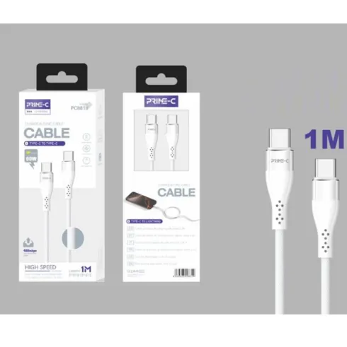 Cable USB-C a USB-C Trenzado Aluminio 1M 60W Blanco