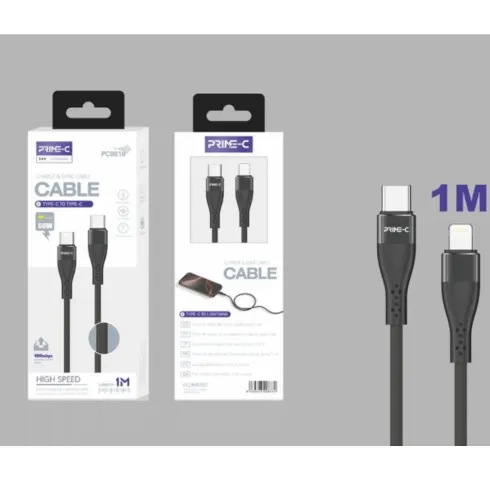 Cable USB-C a USB-C Trenzado Aluminio 1M 60W Negro