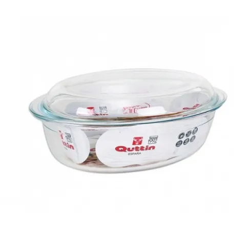 Cacerola Vidrio Oval C/Tapa 3L