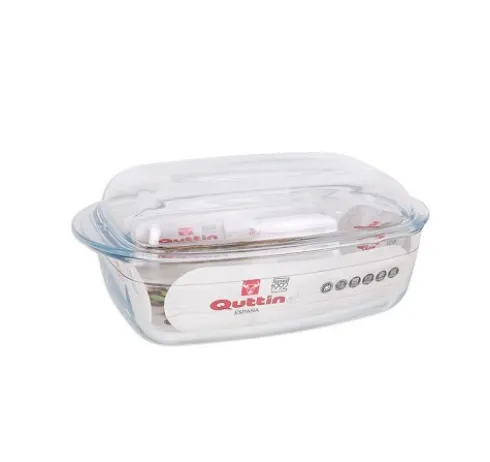 Cacerola Vidrio Rectangular C/Tapa 4.4L
