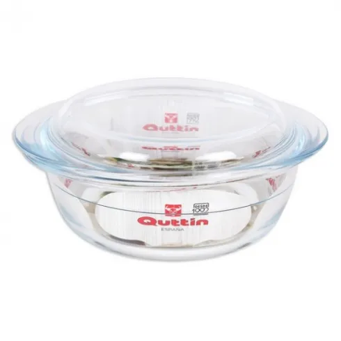 Cacerola Vidrio Redonda C/Tapa 1L