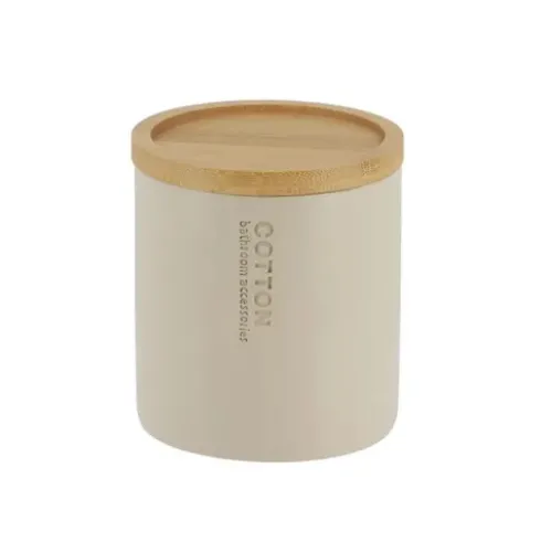 Caja Algodón Poliresina Bambú Beige