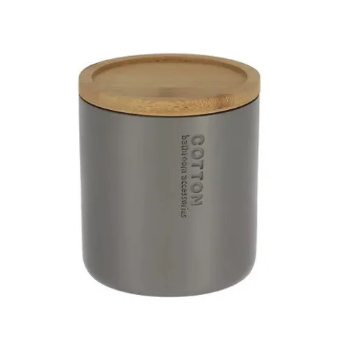Caja Algodón Poliresina Bambú Gris