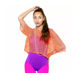 Camiseta Rejillas 80s Naranja Fluor