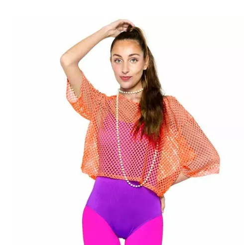 Camiseta Rejillas 80s Naranja Fluor