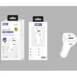 Cargador de Coche QC 3.0 y PD Doble USB 45W 3.4A Blanco