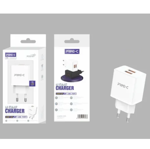 Cargador Doble USB-A 15W 3A Blanco