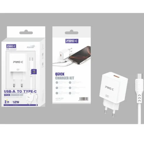 Cargador Rápido Con Cable USB-A a USB-C 1M 2.4A Blanco