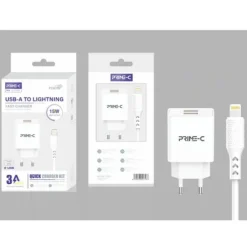 Cargador Rápido Doble USB Con Cable USB-A a Lightning 1M 3A Blanco